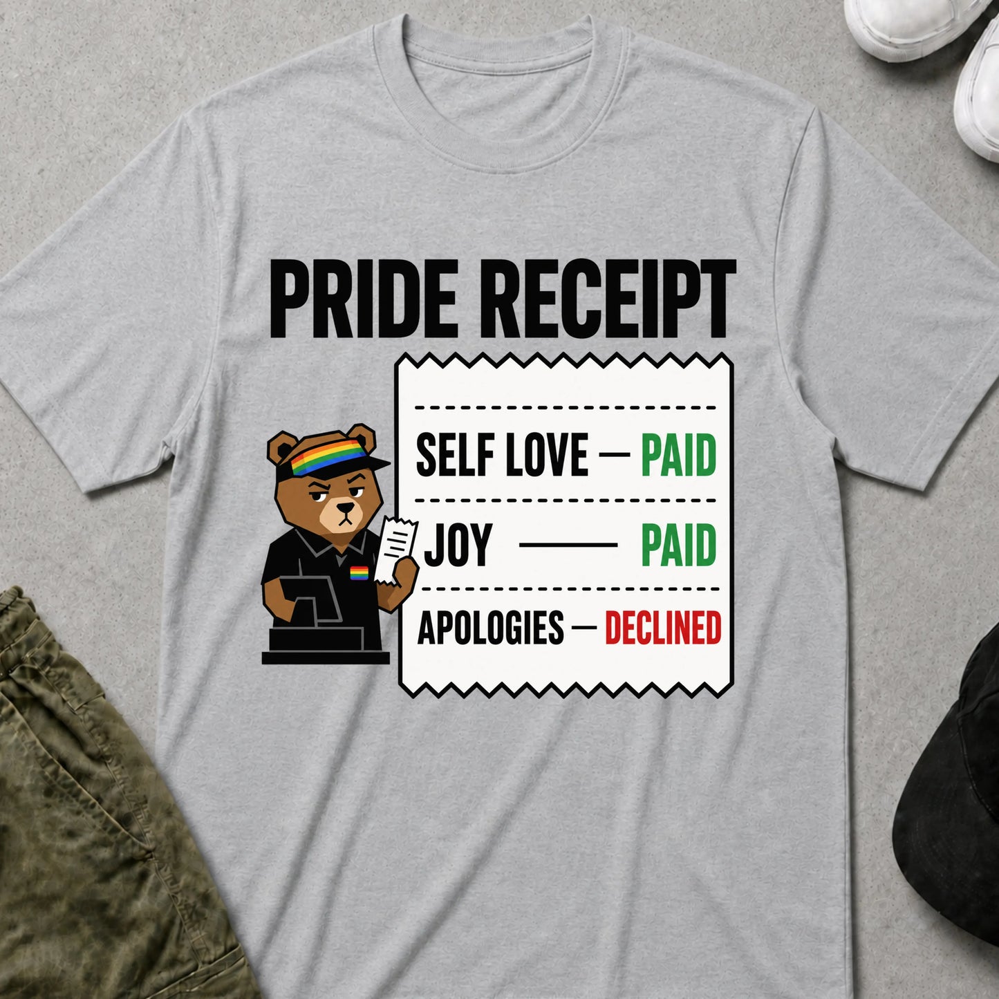 Pride Receipt T-Shirt Sport Grey