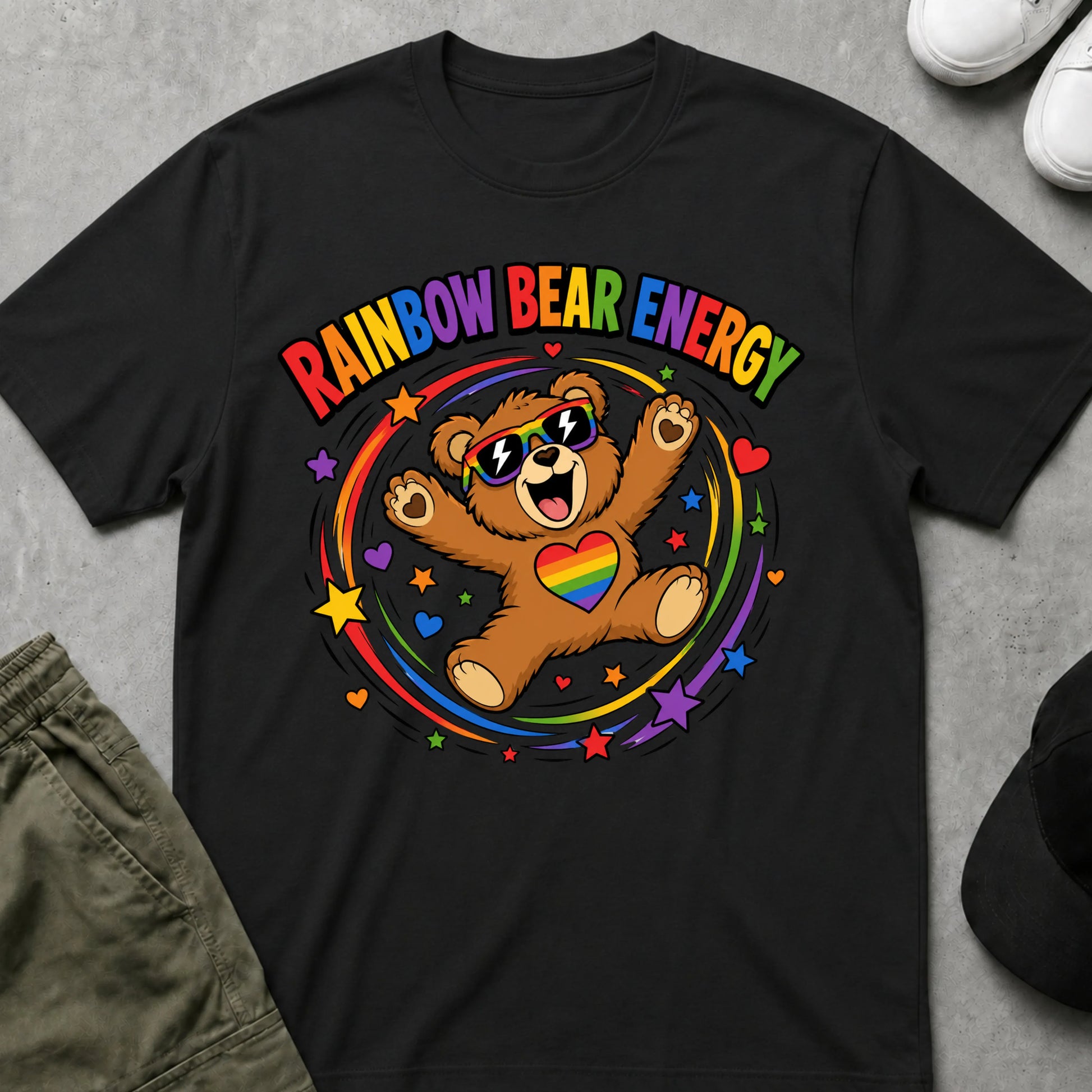 Rainbow Energy T-Shirt Black