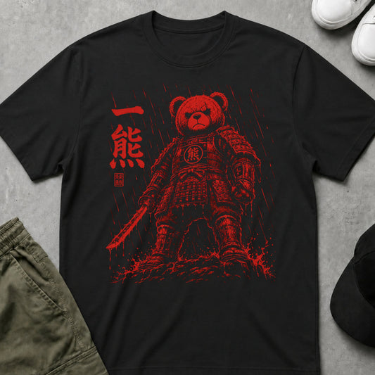Cool Teds Teddy-Bear Red Samurai T-Shirt Black / S