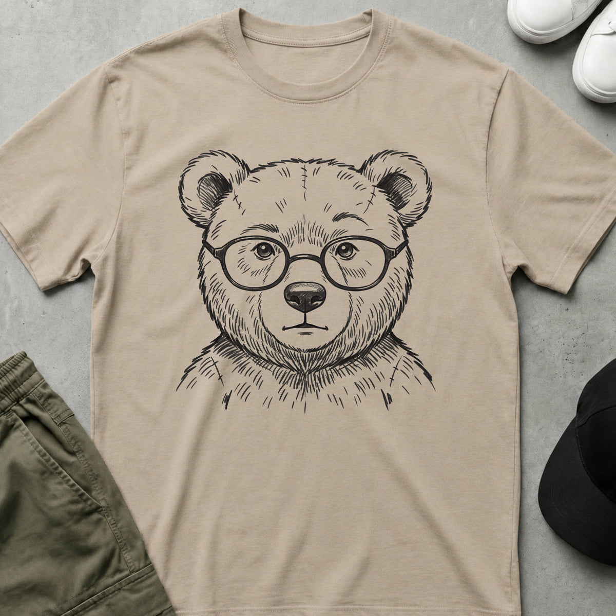 Scholarly Bear T-Shirt Sand