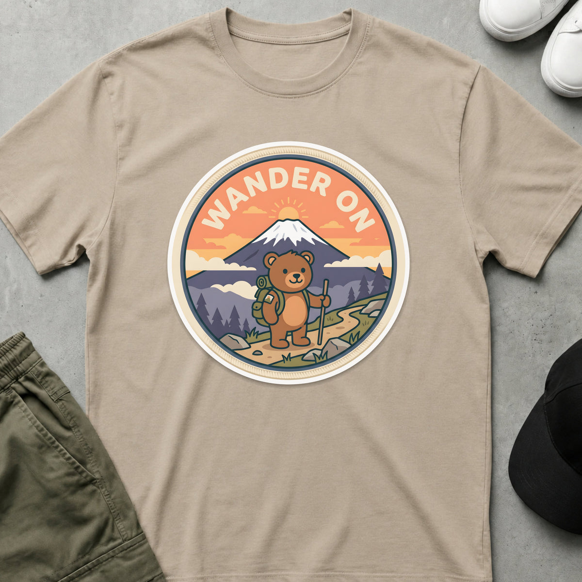 Printify Teddy-Bear Wander On T-Shirt Sand / S