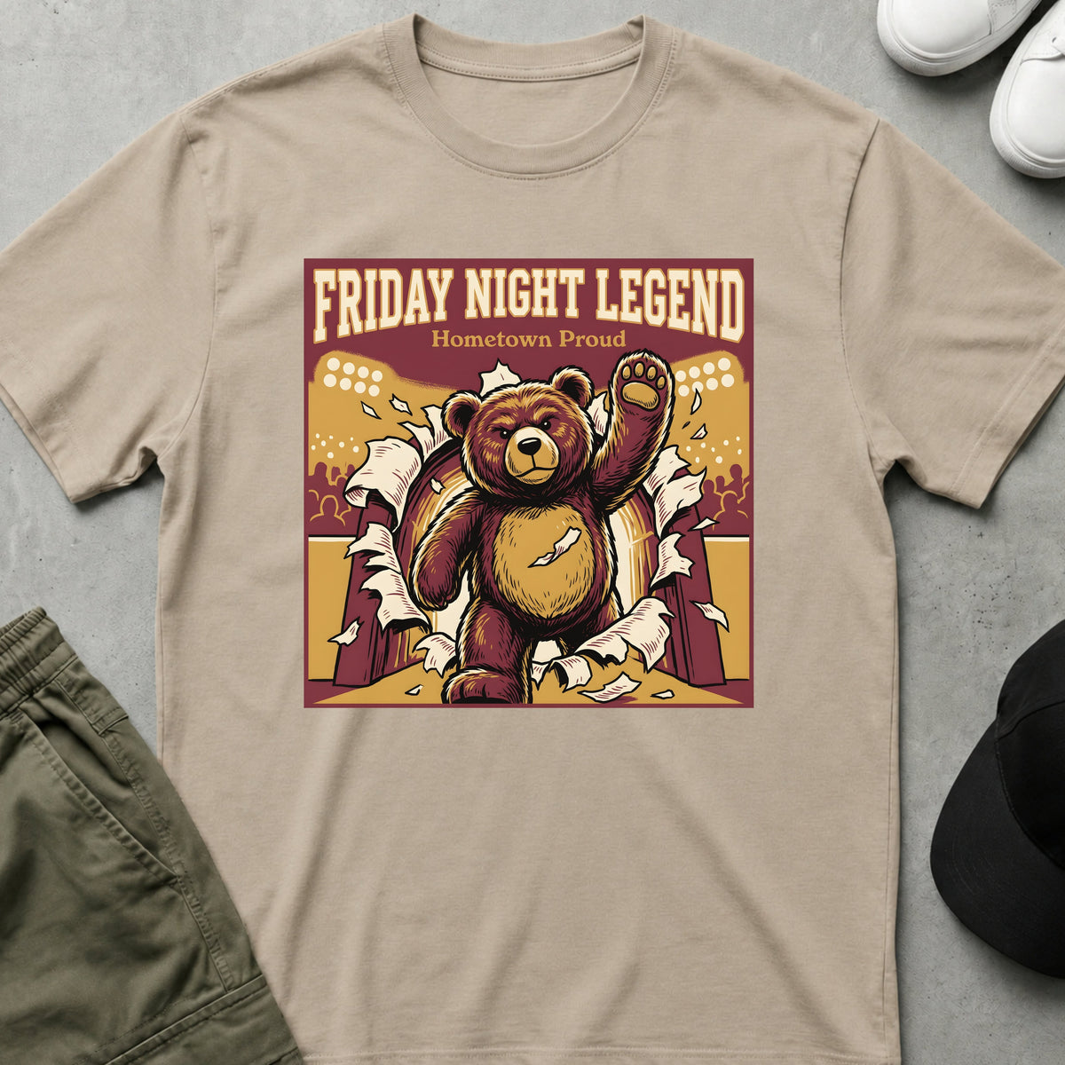 Printify Teddy-Bear Friday Night Legend T-Shirt Sand / S