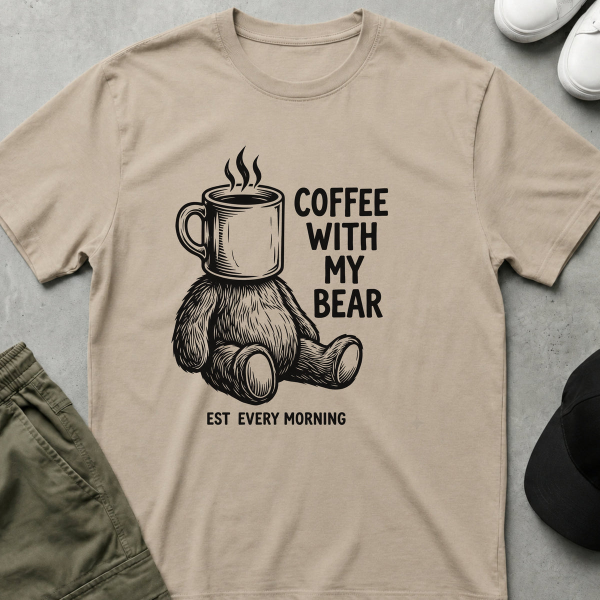 Cool Teds Teddy-Bear Bear Mornings T-Shirt Sand / S