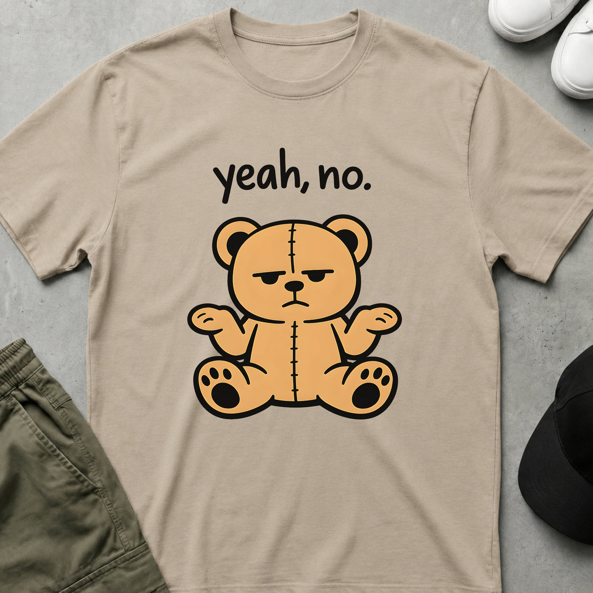 Cool Teds Teddy-Bear Deadpan Bear T-Shirt Sand / S