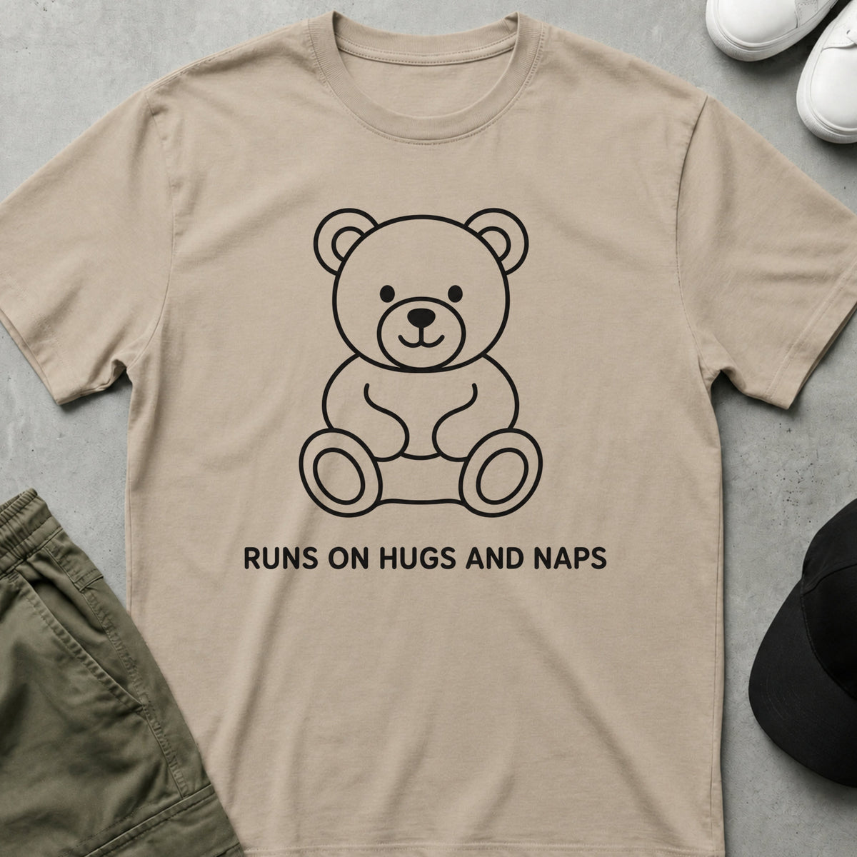 Cool Teds Teddy-Bear Hugs And Naps T-Shirt Sand / S