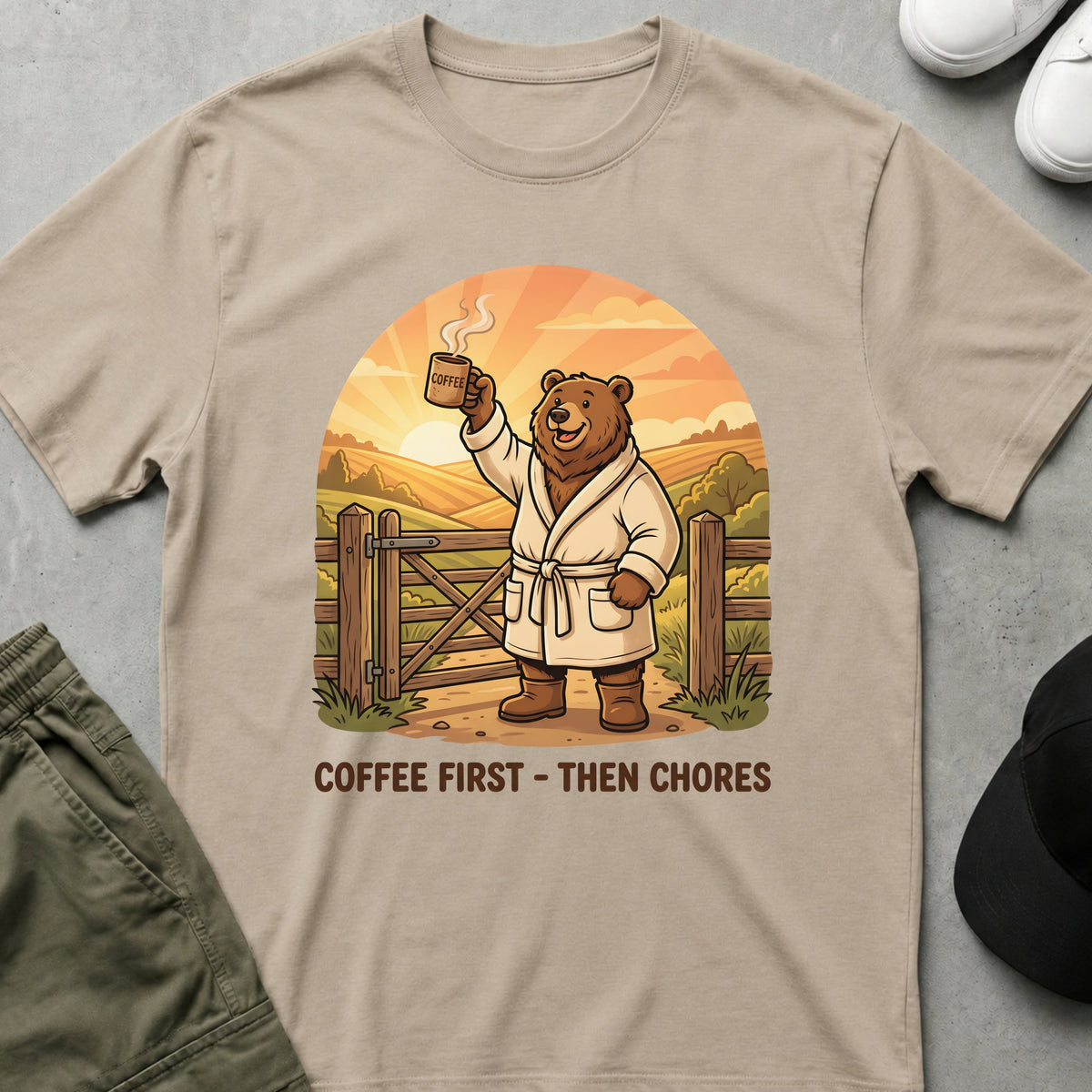 Cool Teds Teddy-Bear Morning Bear Vibes T-Shirt Sand / S