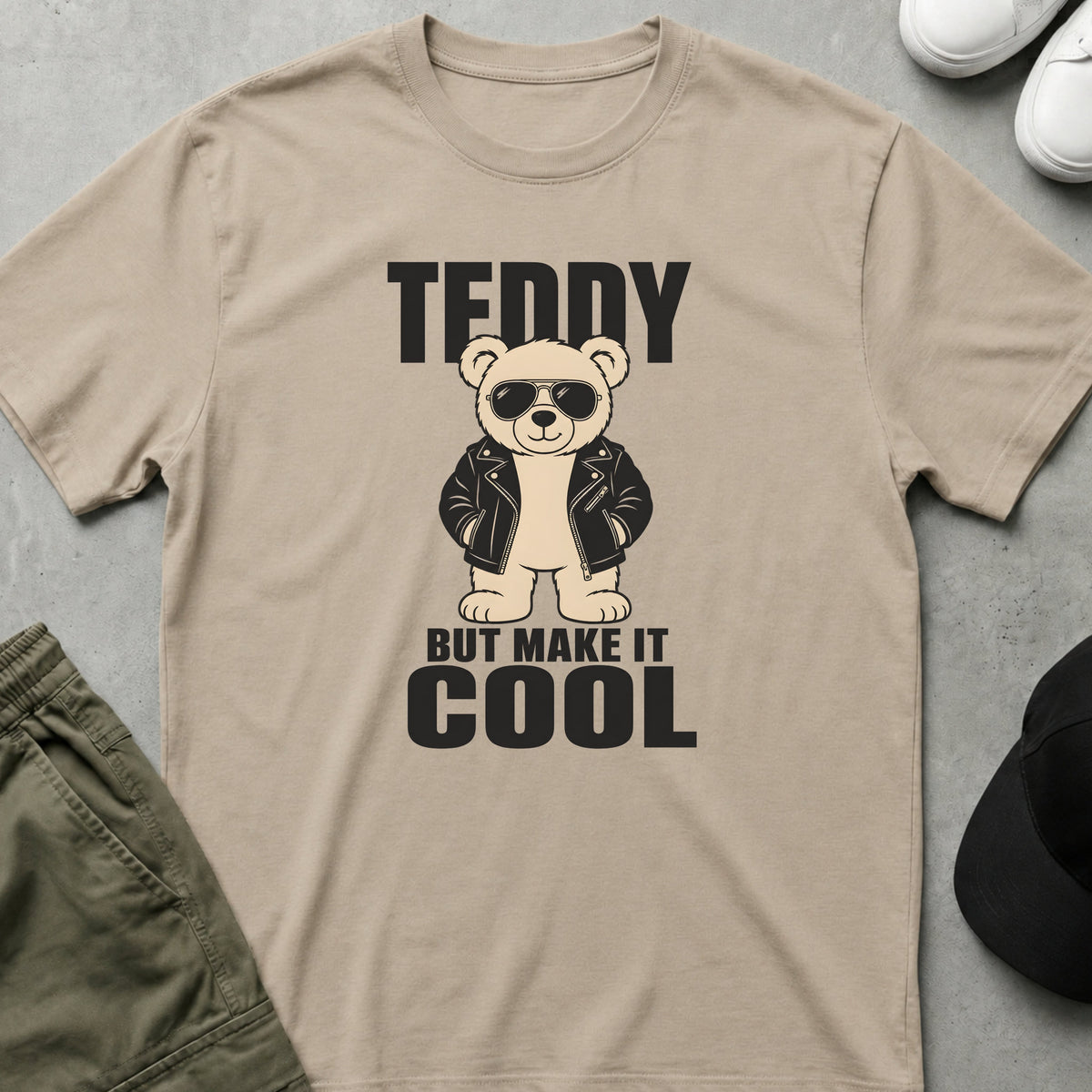 Cool Teds Teddy-Bear Leather Bear T-Shirt Sand / S