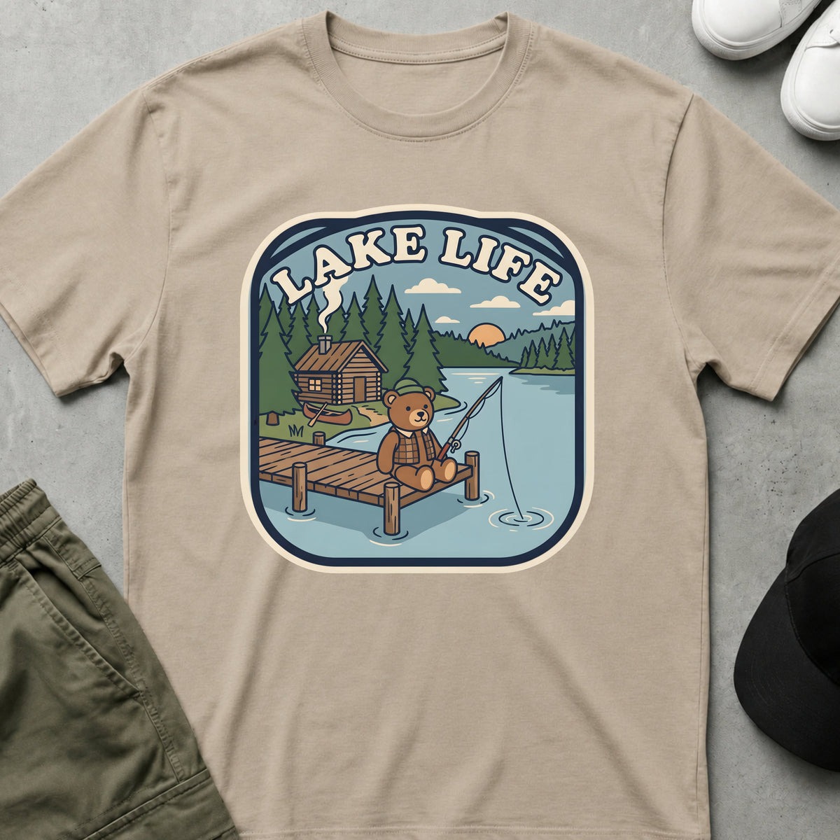 Printify Teddy-Bear Lake Life T-Shirt Sand / S