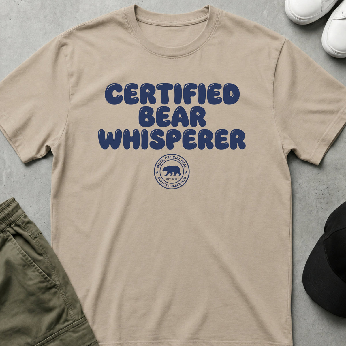 Cool Teds Teddy-Bear Certified Bear Whisperer T-Shirt Sand / S