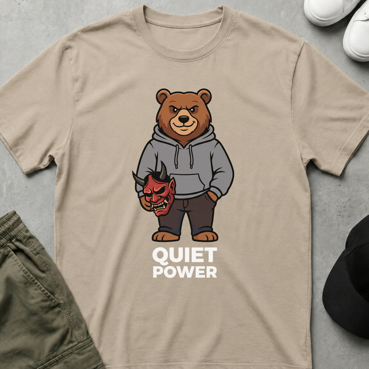 Cool Teds Teddy-Bear Quiet Power T-Shirt Sand / S