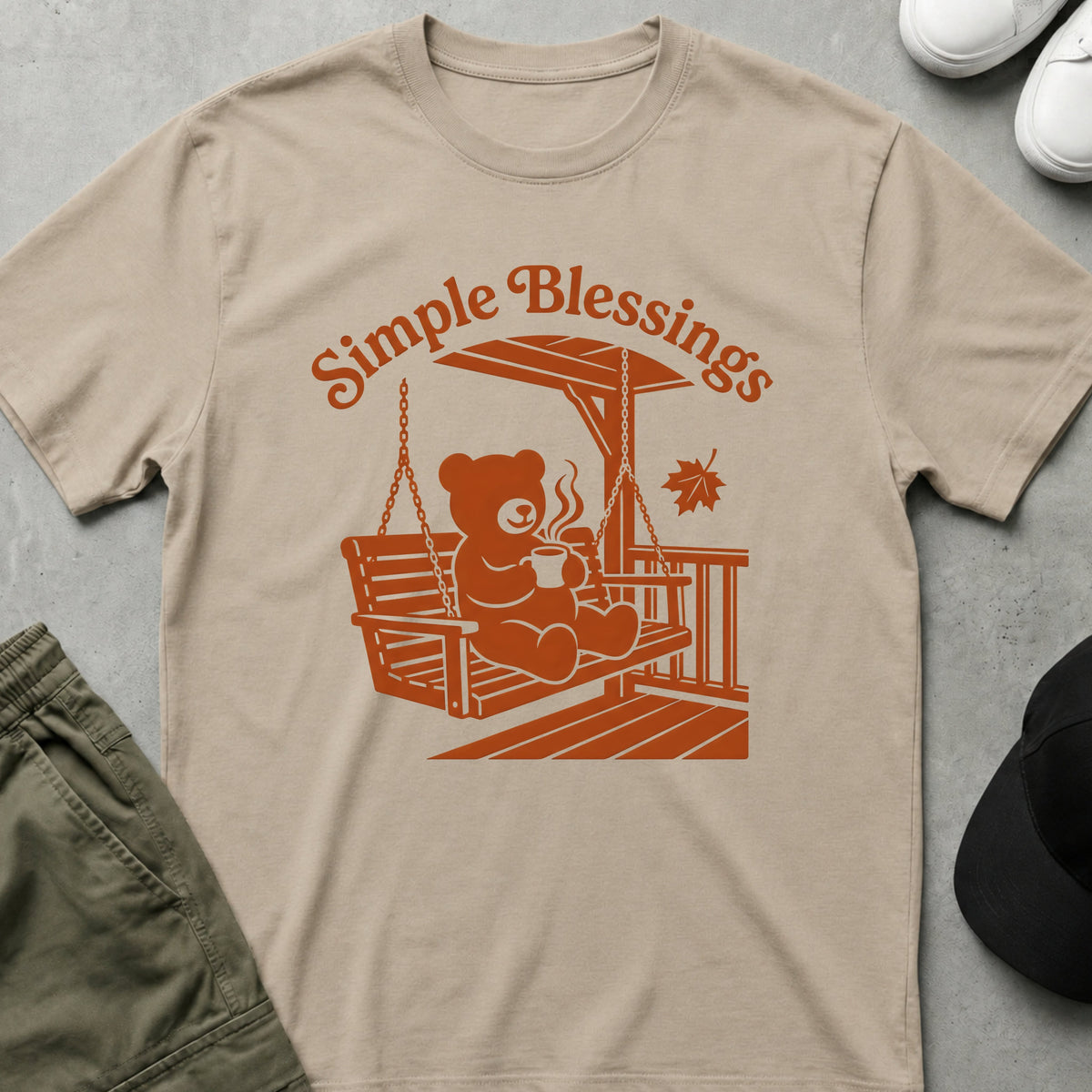 Printify Teddy-Bear Simple Blessings T-Shirt Sand / S