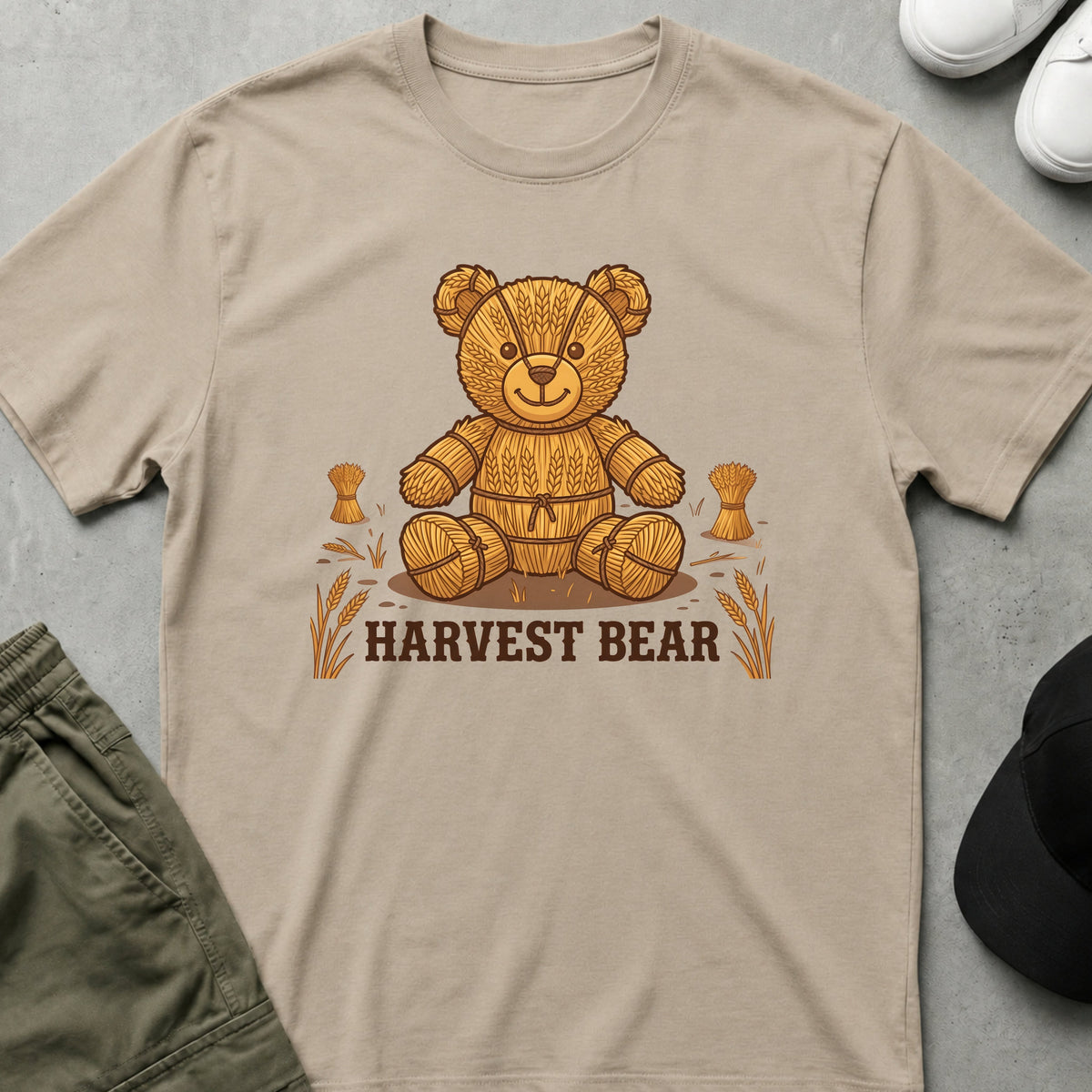Printify Teddy-Bear Harvest Bear T-Shirt Sand / S