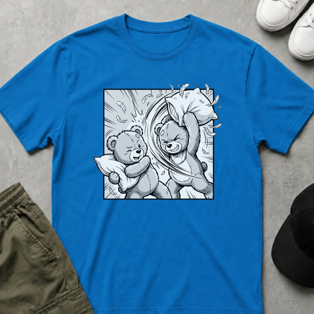 Printify Teddy-Bear Pillow Fight T-Shirt Sapphire / S