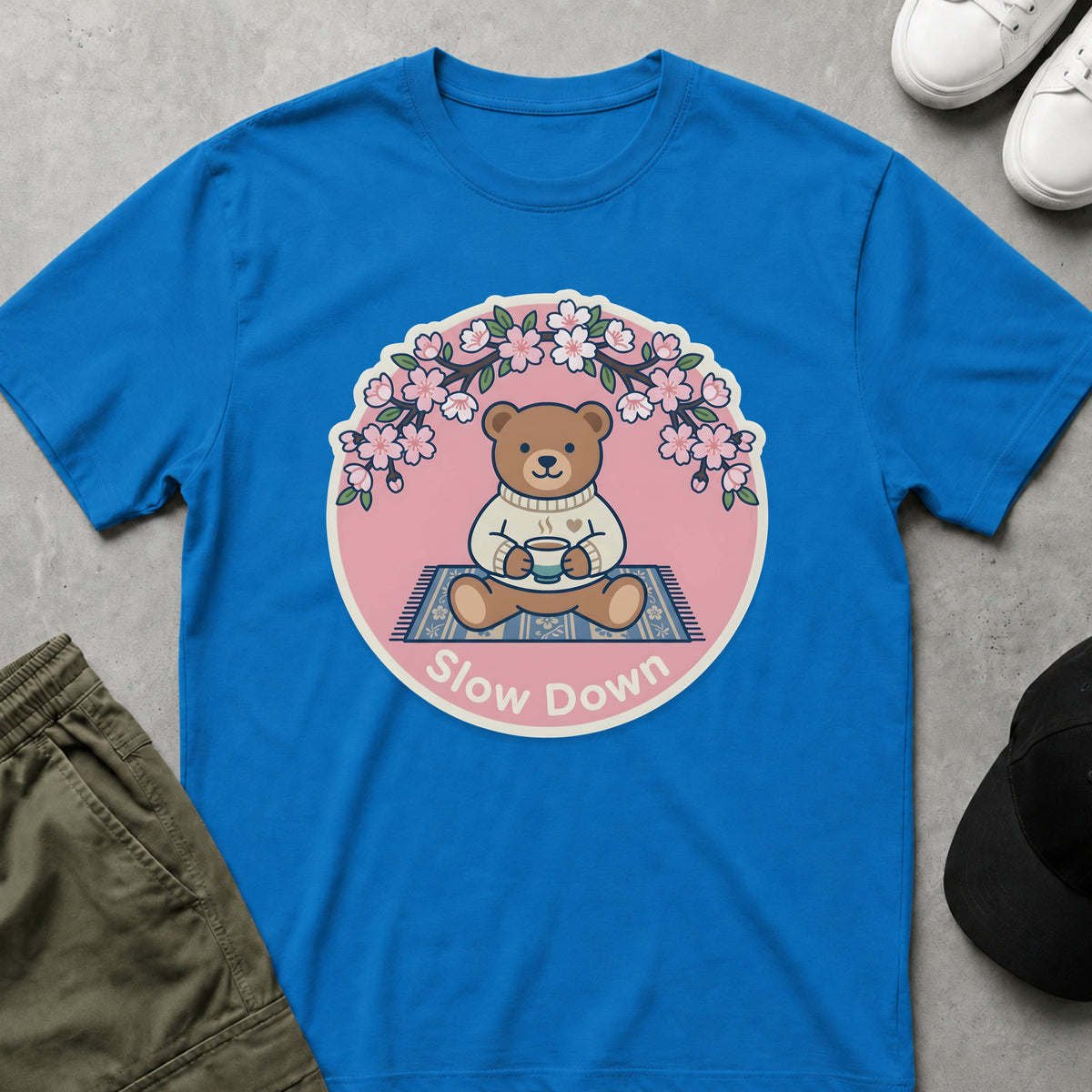 Printify Teddy-Bear Tea Time Bear T-Shirt Sapphire / S