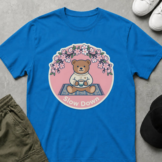Printify Teddy-Bear Tea Time Bear T-Shirt Sapphire / S