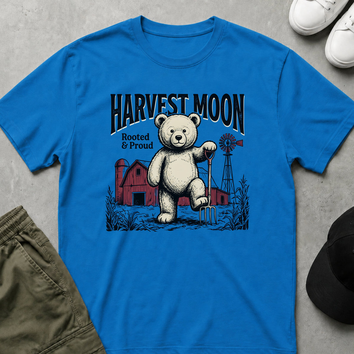 Printify Teddy-Bear Harvest Moon T-Shirt Sapphire / S