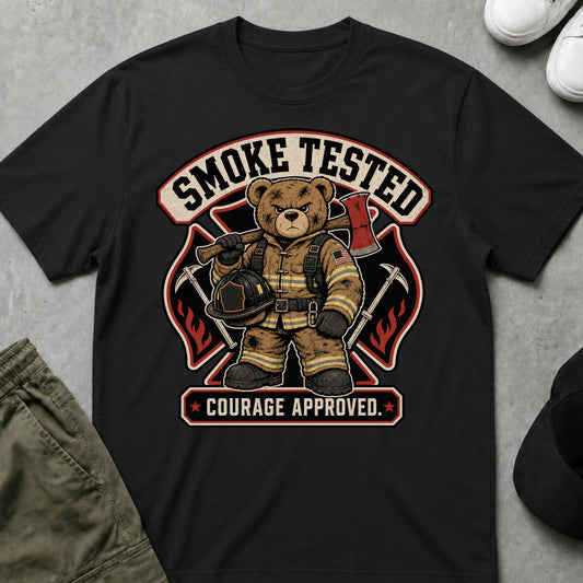 Cool Teds Teddy-Bear Smoke Tested T-Shirt Black / S
