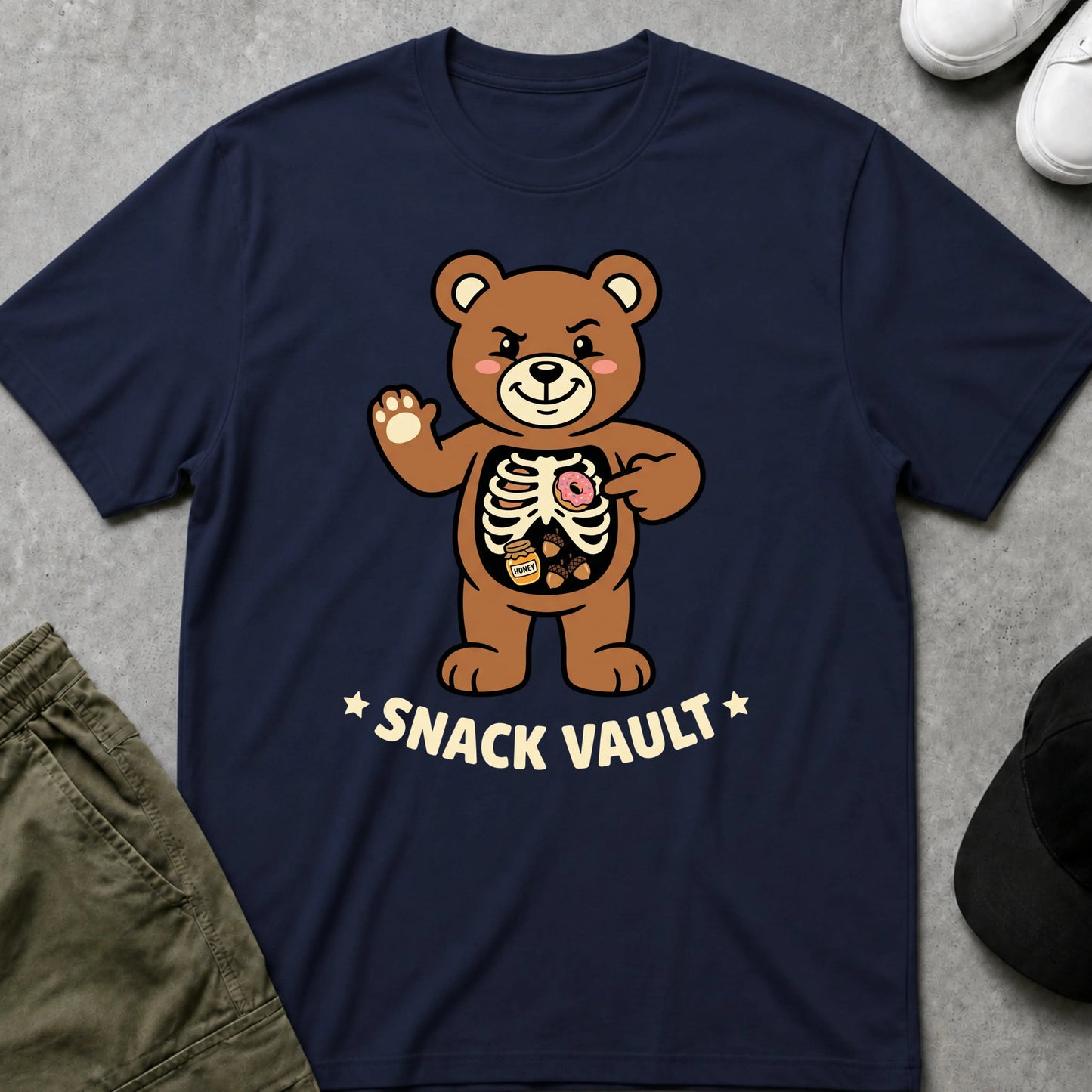 Cool Teds Teddy-Bear Snack Vault T-Shirt Navy / S