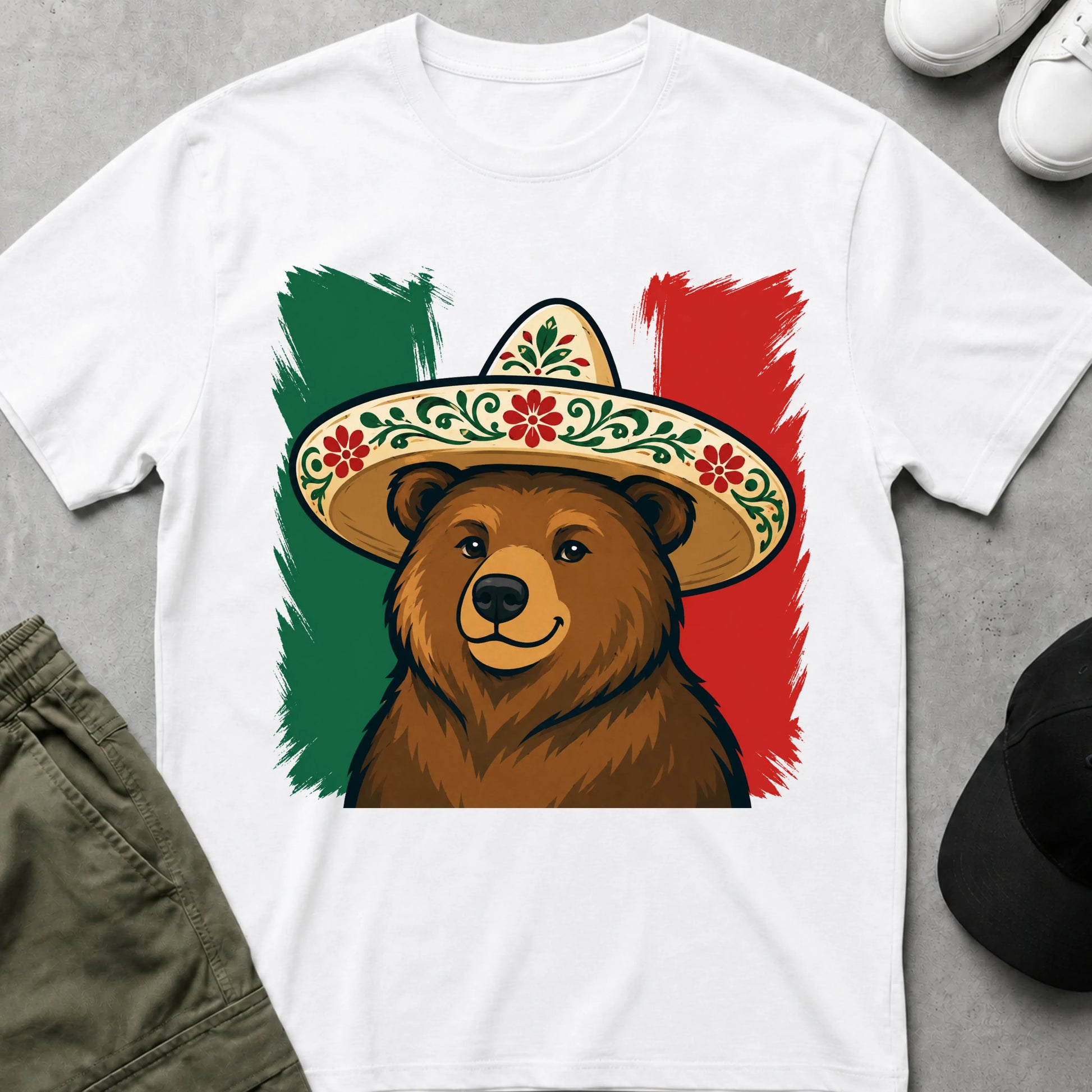 Cool Teds Teddy-Bear Sombrero Bear T-Shirt White / S