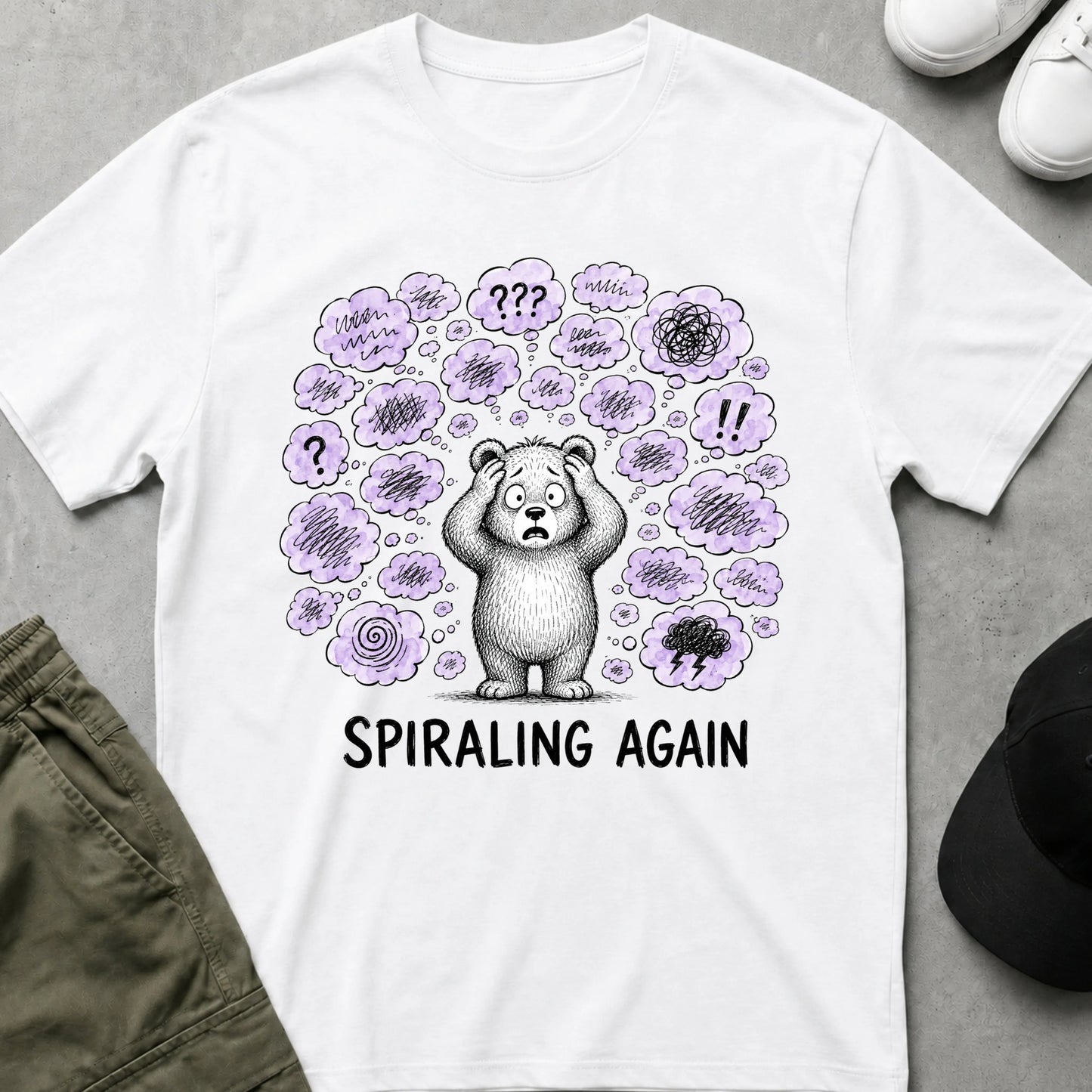 Cool Teds Teddy-Bear Spiraling Again T-Shirt White / S