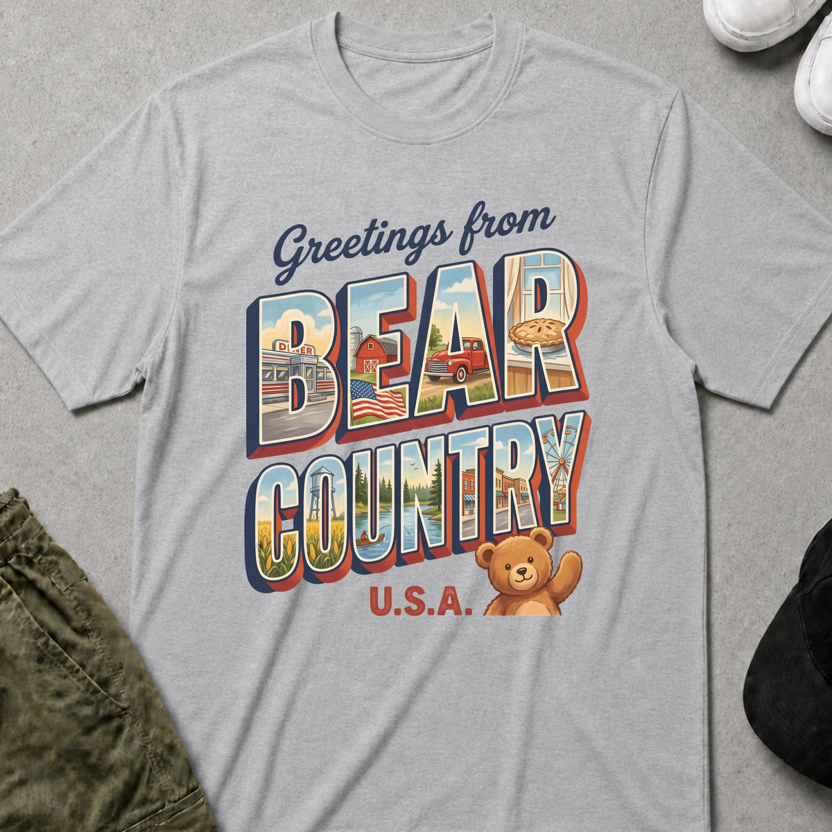 Bear Country Road T-Shirt Sport Grey