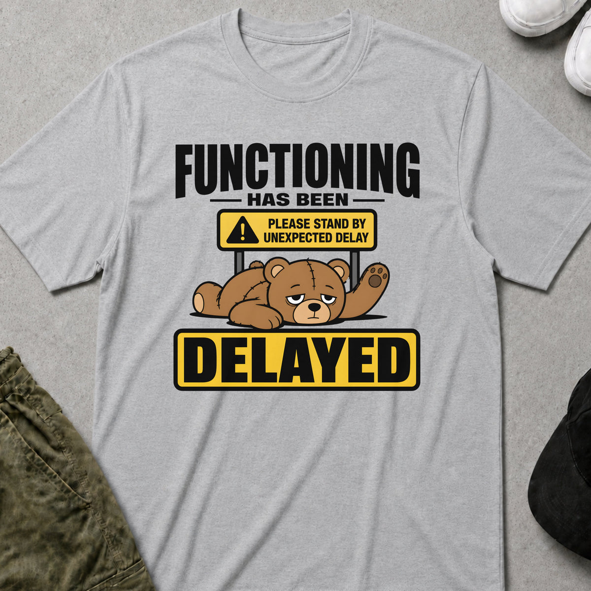 Cool Teds Teddy-Bear Unexpected Delay T-Shirt Sport Grey / S