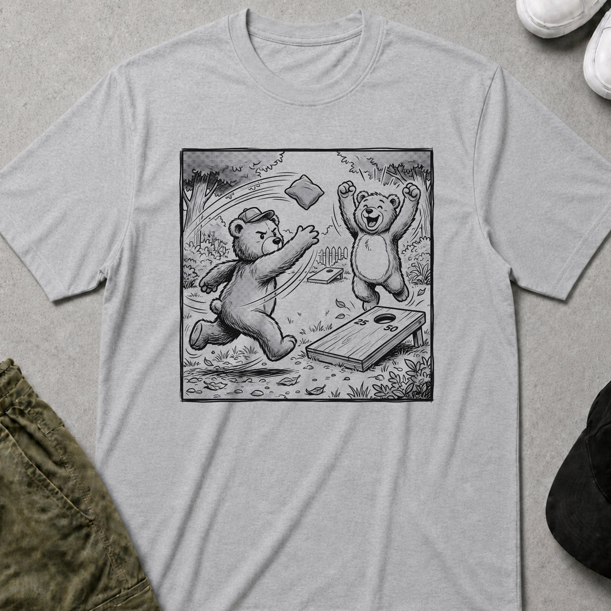 Printify Teddy-Bear Cornhole Bears T-Shirt Sport Grey / S