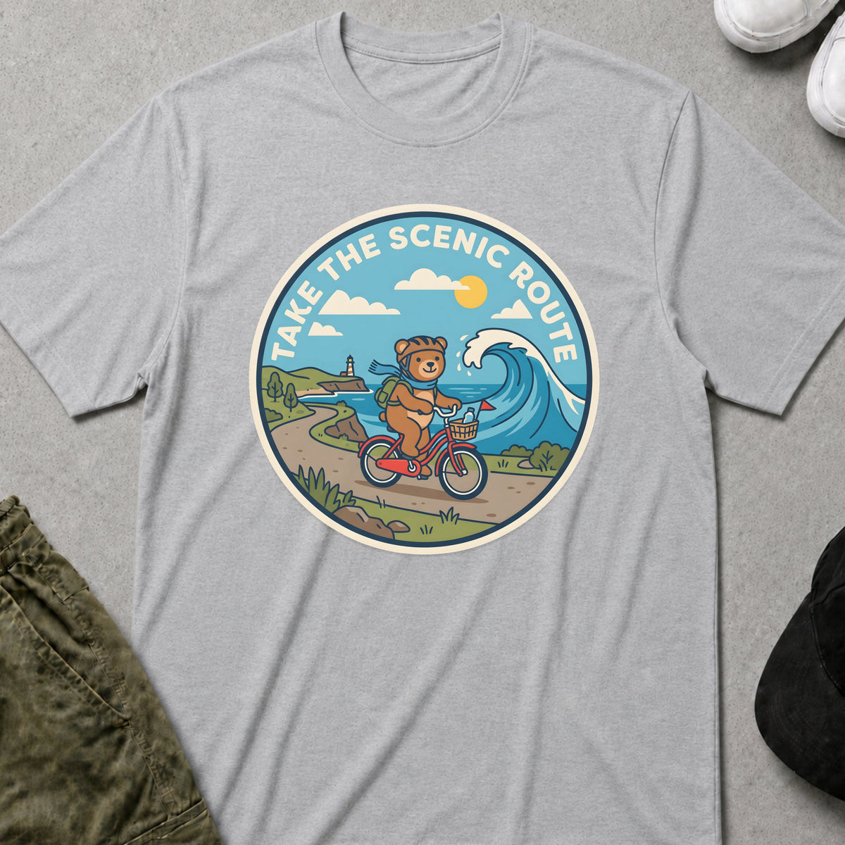 Printify Teddy-Bear Scenic Route T-Shirt Sport Grey / S