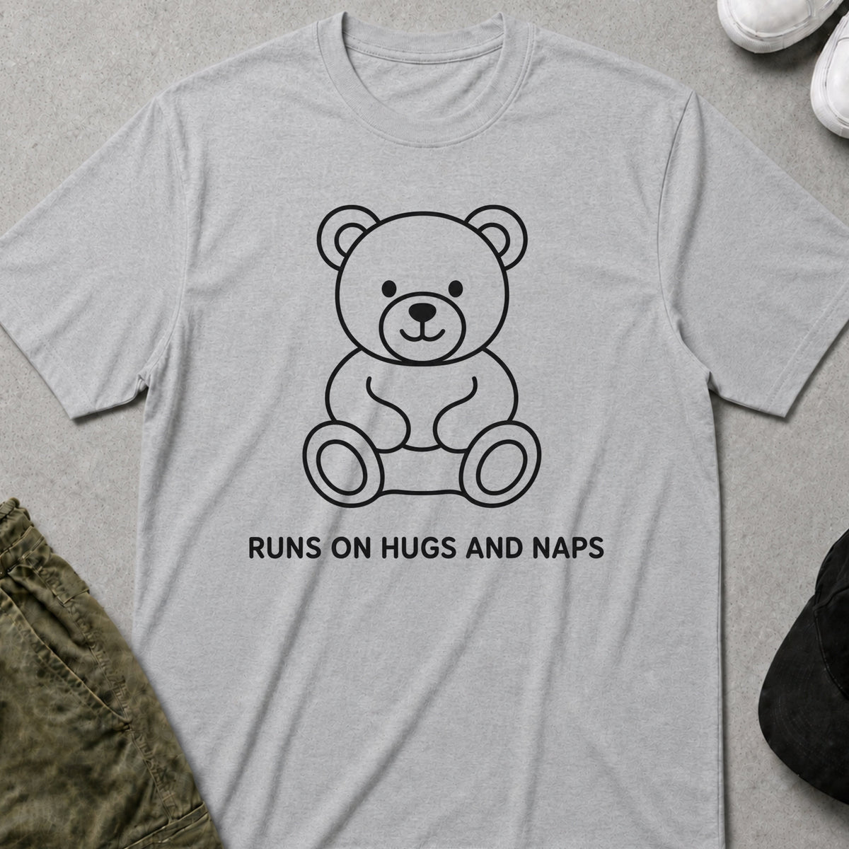 Cool Teds Teddy-Bear Hugs And Naps T-Shirt Sport Grey / S