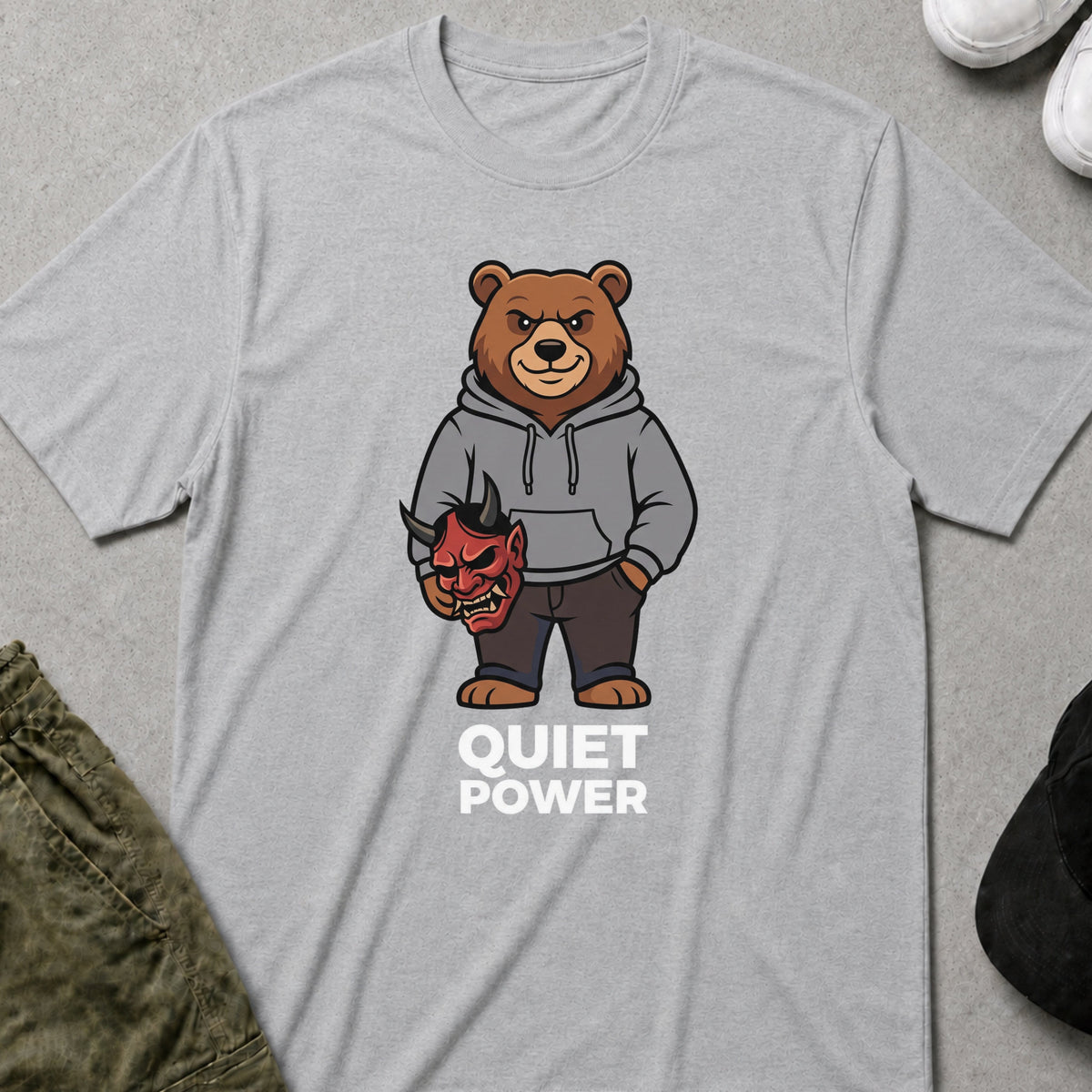Cool Teds Teddy-Bear Quiet Power T-Shirt Sport Grey / S