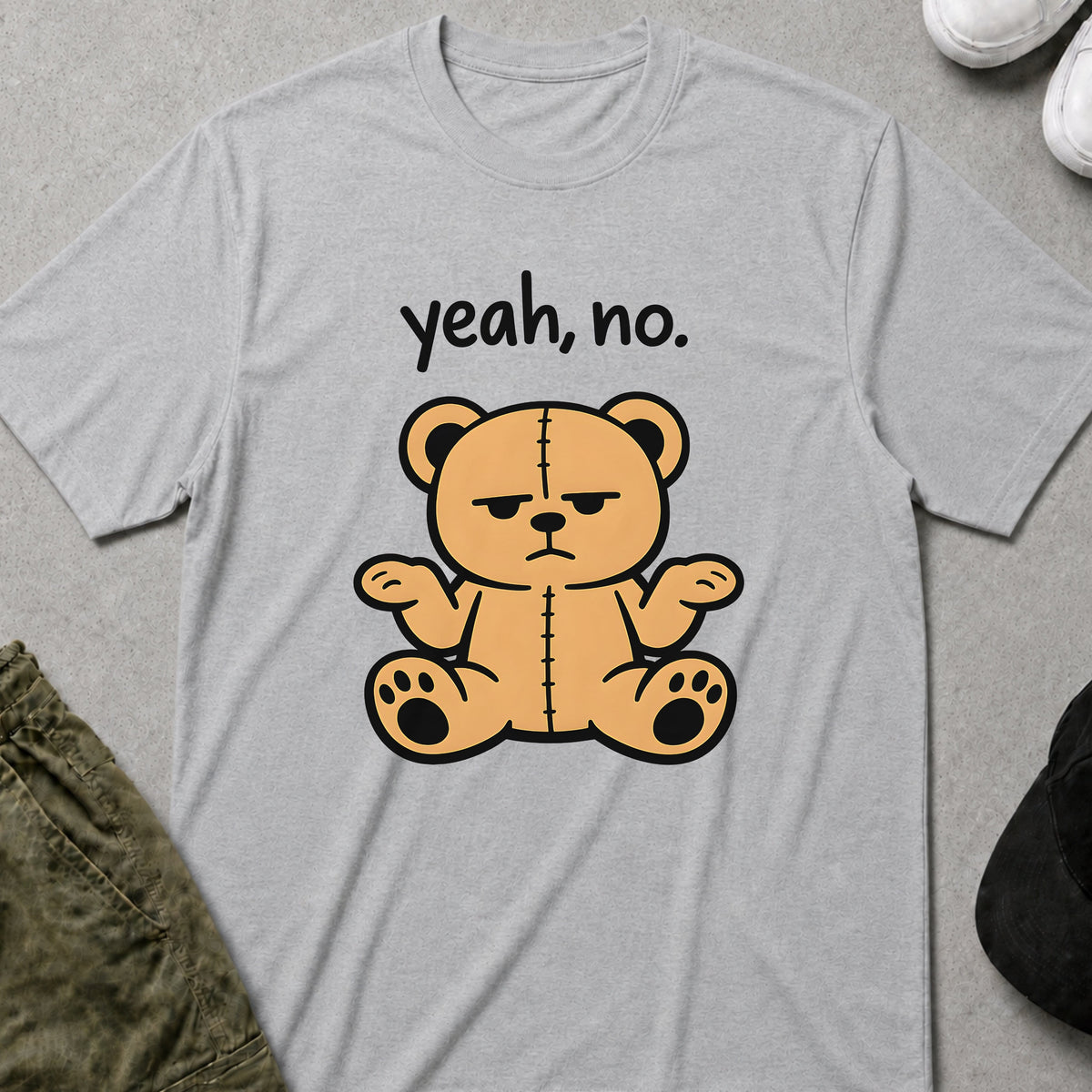 Cool Teds Teddy-Bear Deadpan Bear T-Shirt Sport Grey / S