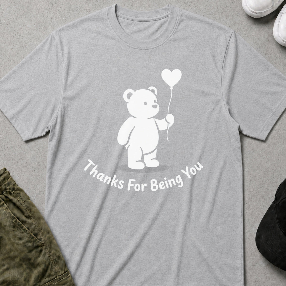 Printify Teddy-Bear Bear Heart Gratitude T-Shirt Sport Grey / S