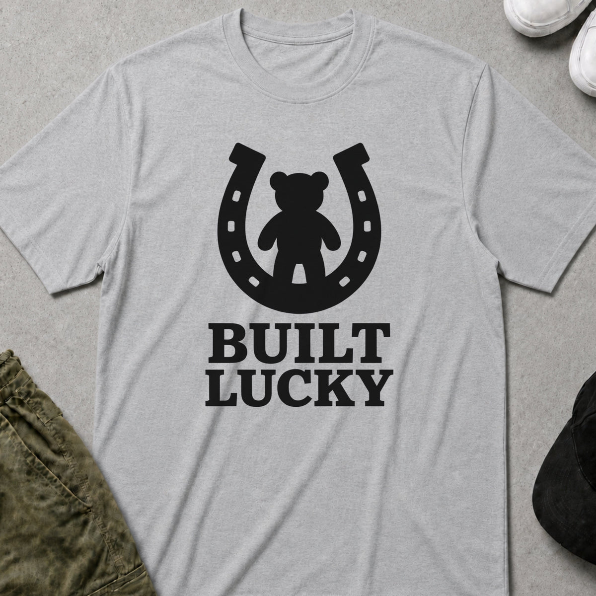 Cool Teds Teddy-Bear Built Lucky T-Shirt Sport Grey / S