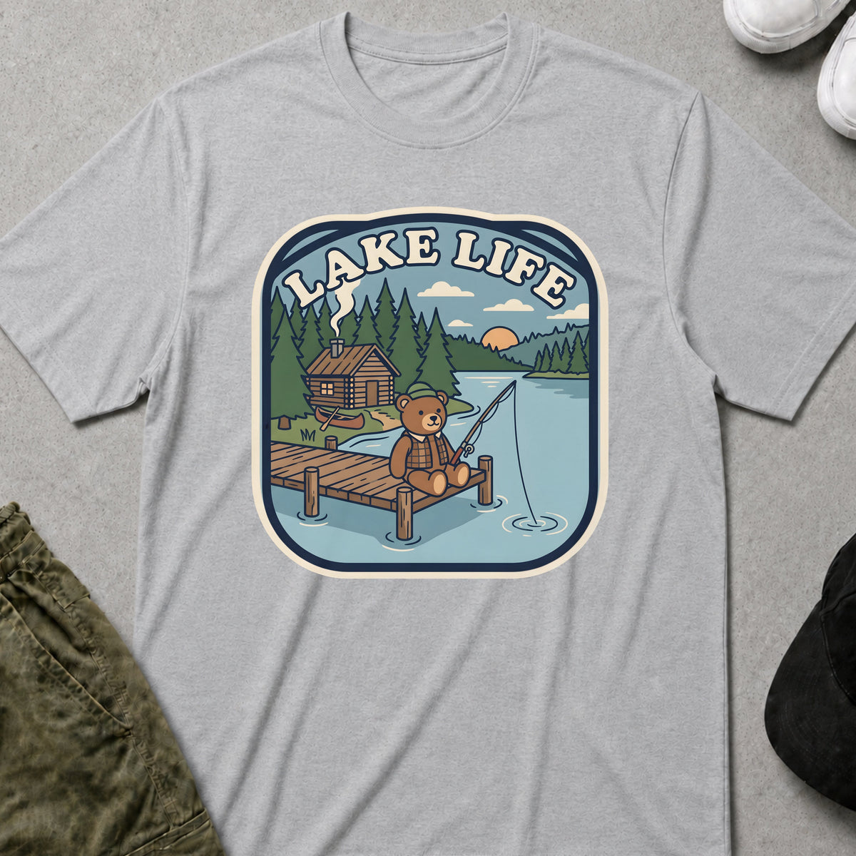 Printify Teddy-Bear Lake Life T-Shirt Sport Grey / S