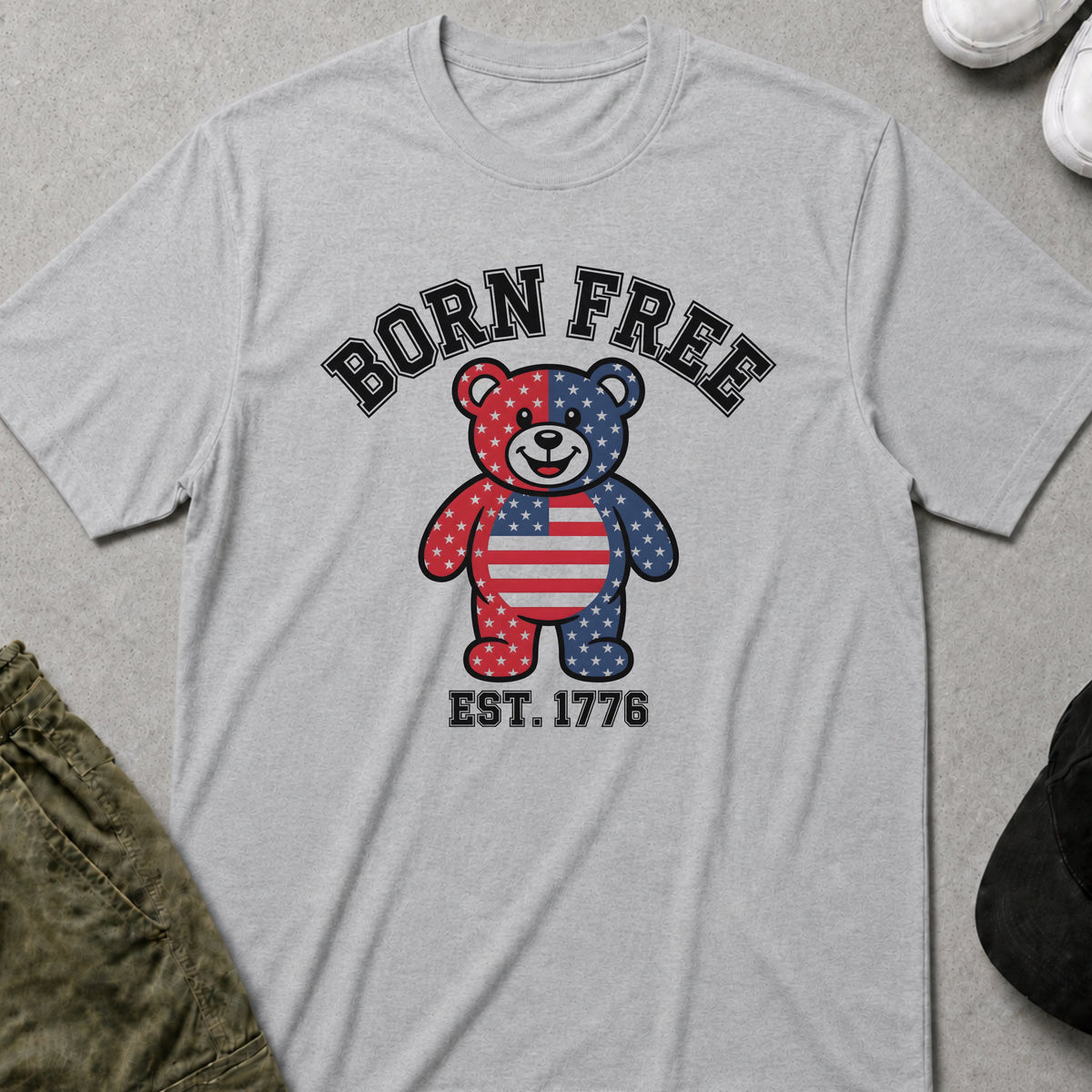 Cool Teds Teddy-Bear Liberty Bear T-Shirt Sport Grey / S