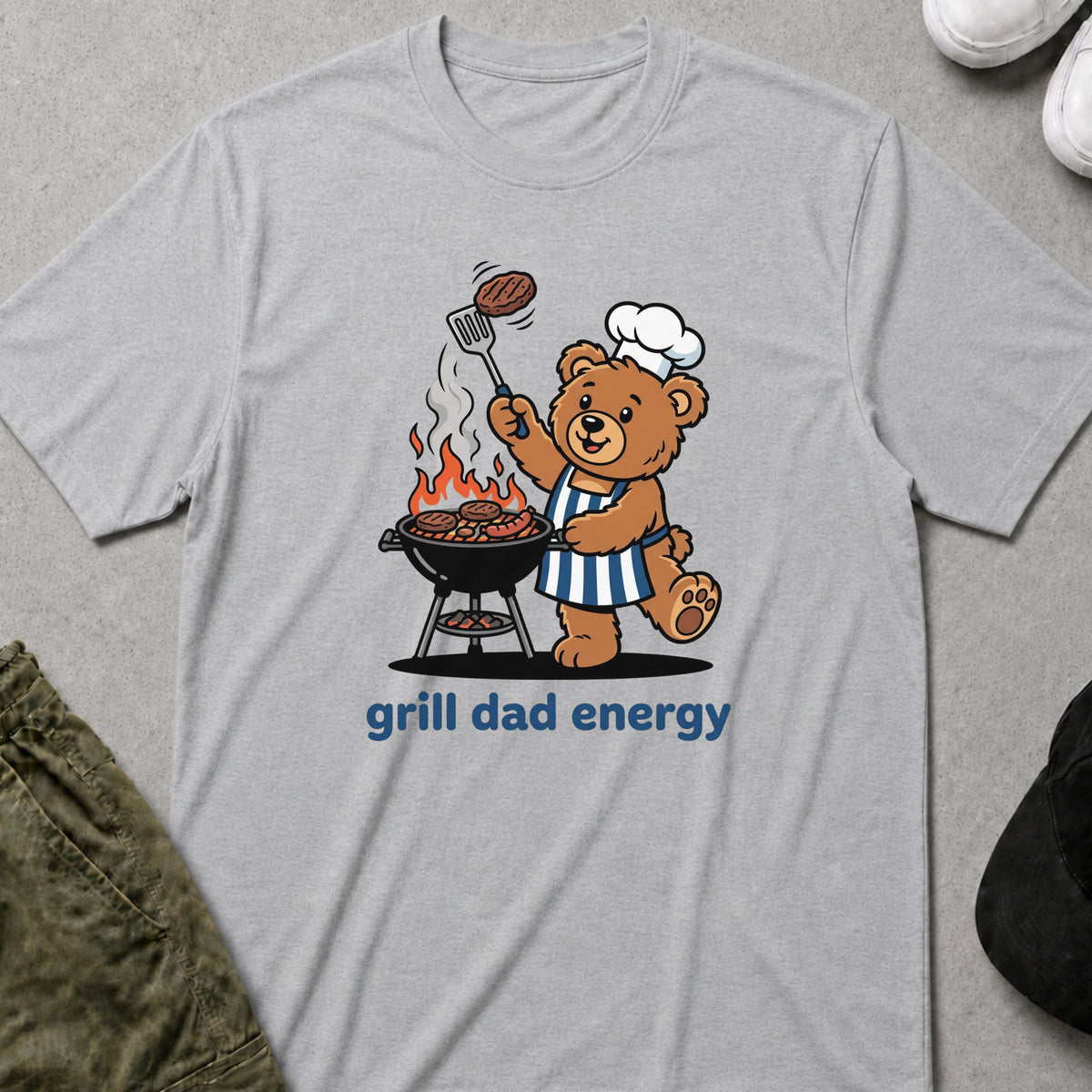 Printify Teddy-Bear Grill Dad Energy T-Shirt Sport Grey / S