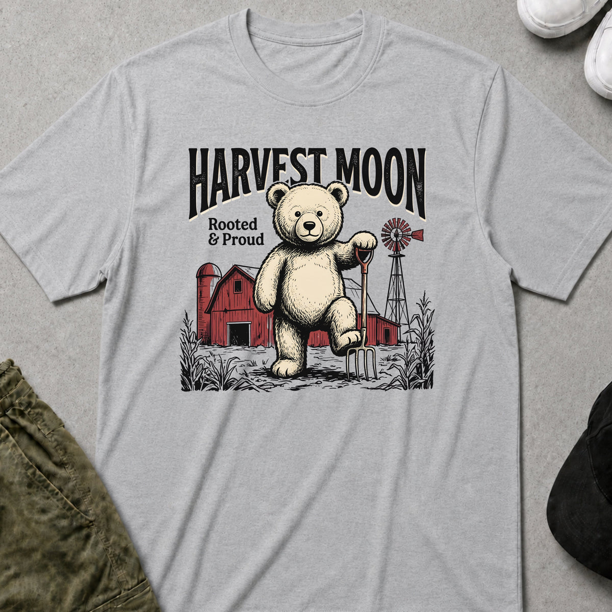 Printify Teddy-Bear Harvest Moon T-Shirt Sport Grey / S