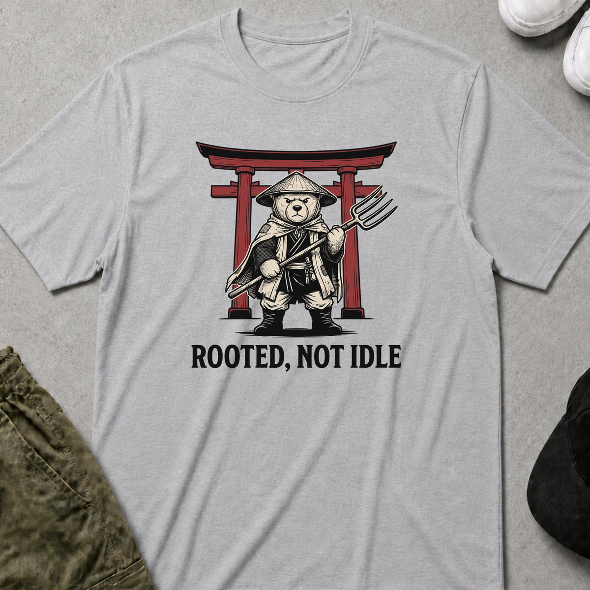 Cool Teds Teddy-Bear Rooted Not Idle T-Shirt Sport Grey / S