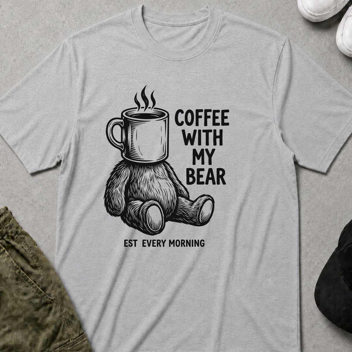 Cool Teds Teddy-Bear Bear Mornings T-Shirt Sport Grey / S