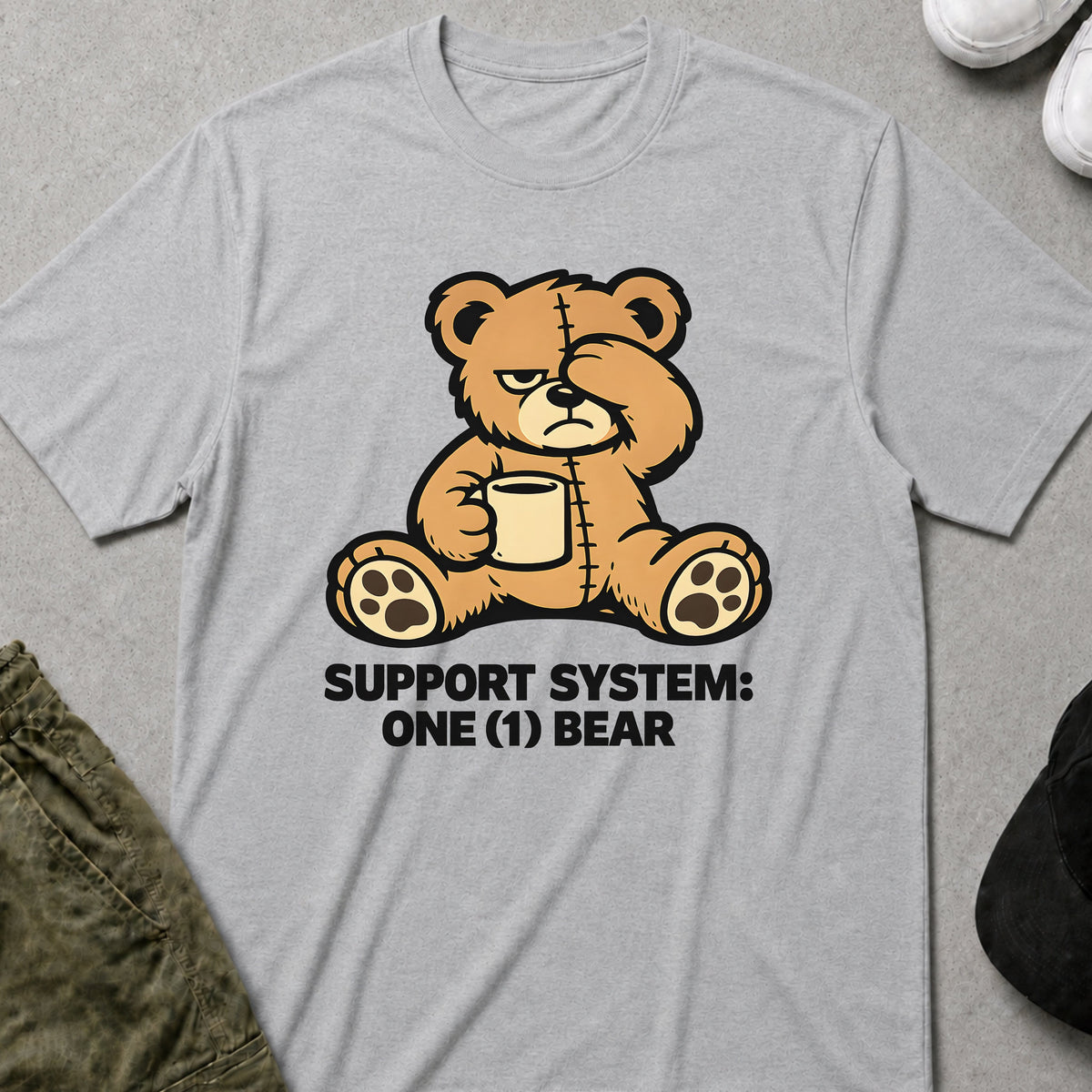 Cool Teds Teddy-Bear One Bear Support T-Shirt Sport Grey / S