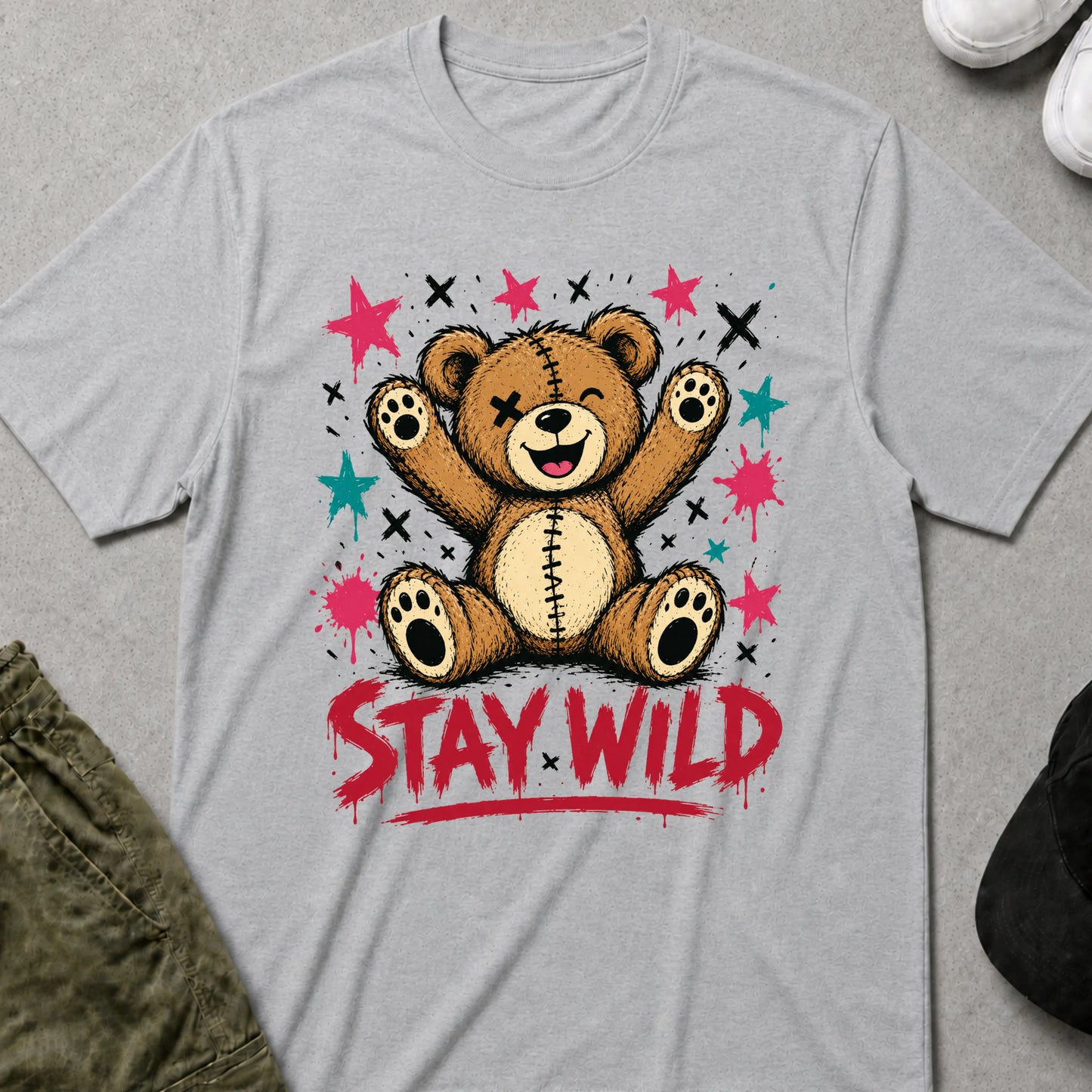 Stay Wild T-Shirt Sport Grey