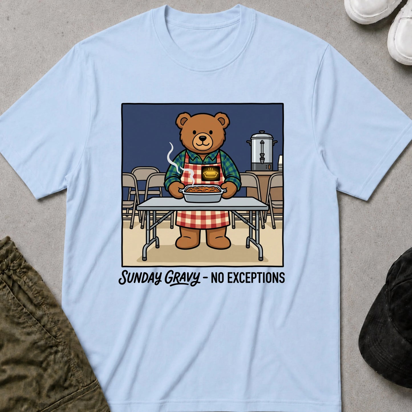 Cool Teds Teddy-Bear Sunday Lunch T-Shirt Light Blue / S