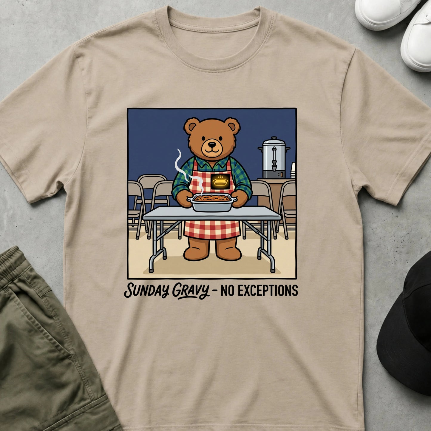 Cool Teds Teddy-Bear Sunday Lunch T-Shirt Sand / S
