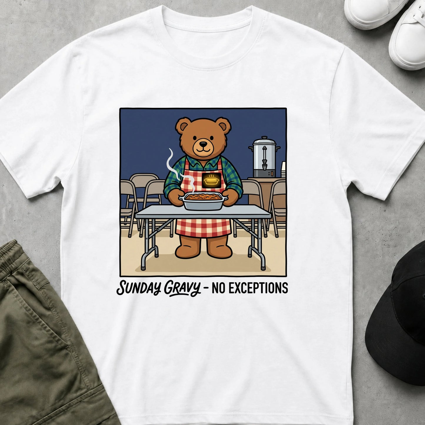 Cool Teds Teddy-Bear Sunday Lunch T-Shirt White / S