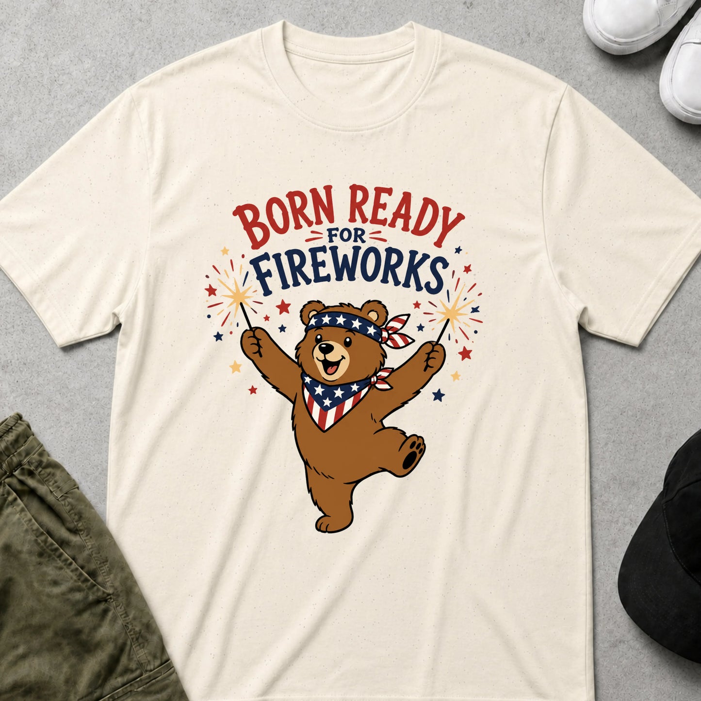 Cool Teds Teddy-Bear Teddy Fireworks T-Shirt Natural / S