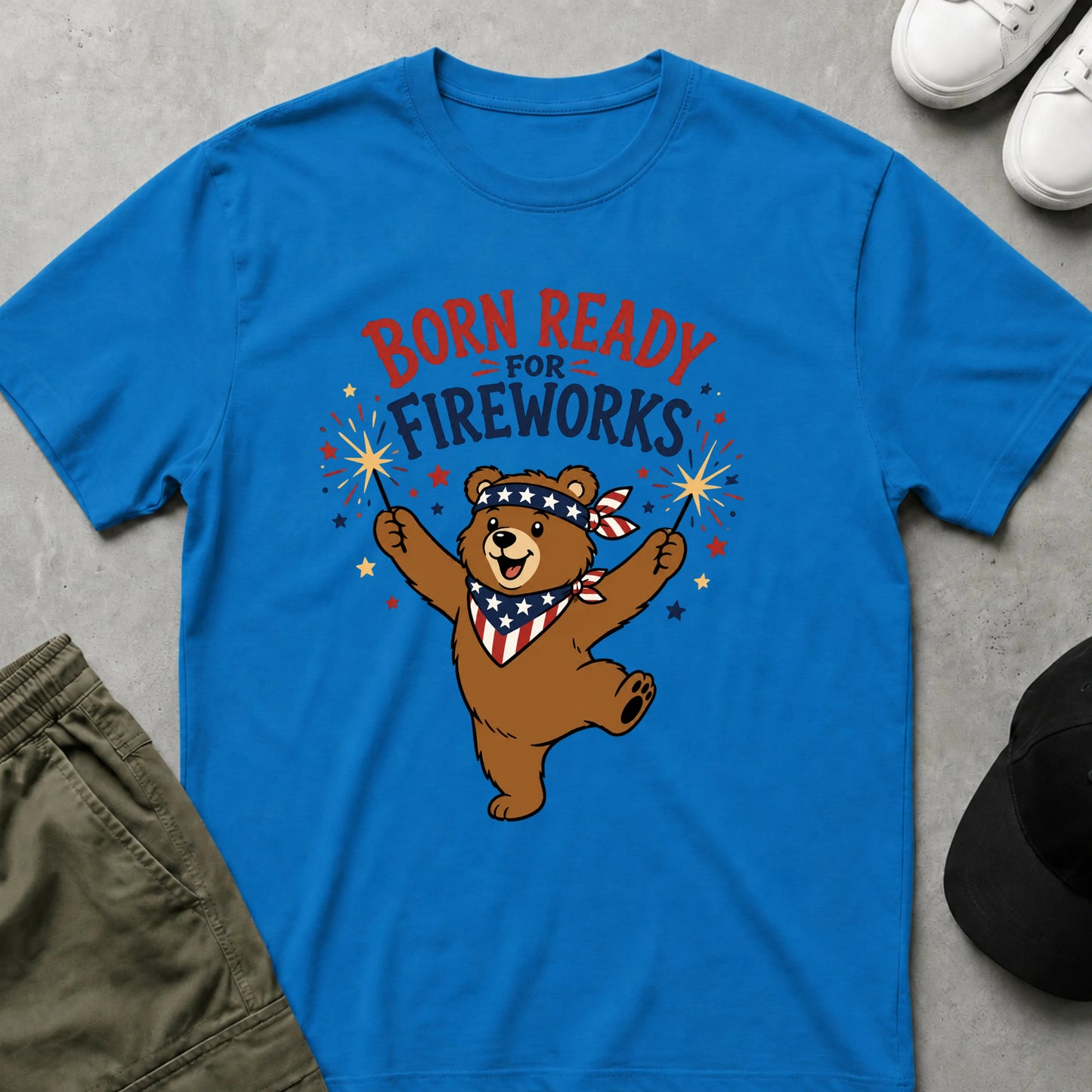 Cool Teds Teddy-Bear Teddy Fireworks T-Shirt Sapphire / S