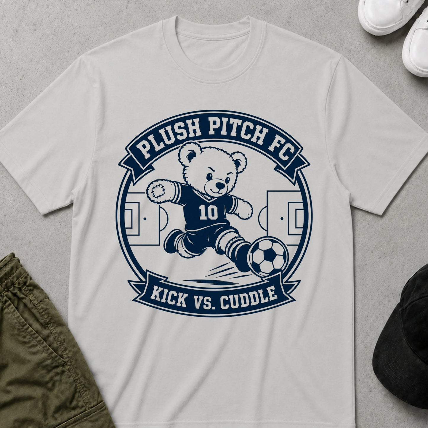 Cool Teds Teddy-Bear Teddy Soccer T-Shirt Ice Grey / S