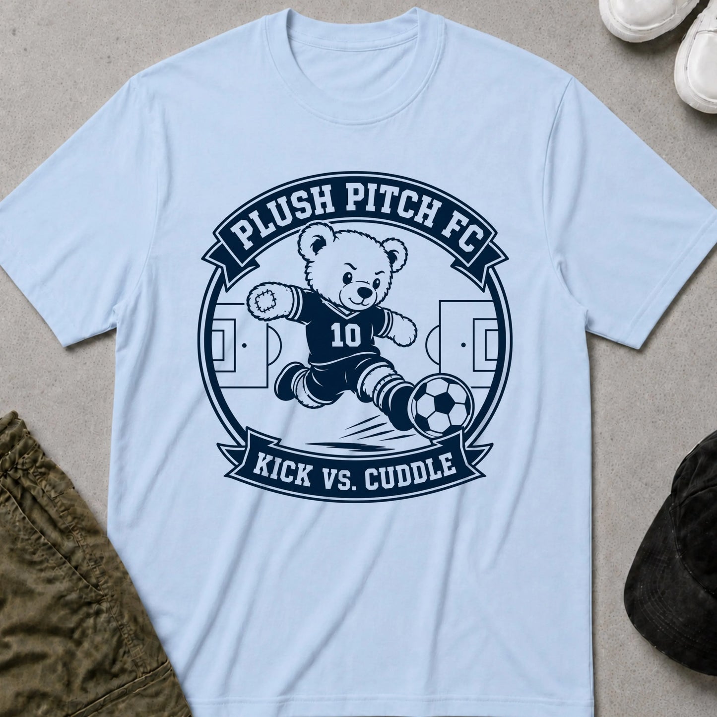 Cool Teds Teddy-Bear Teddy Soccer T-Shirt Light Blue / S