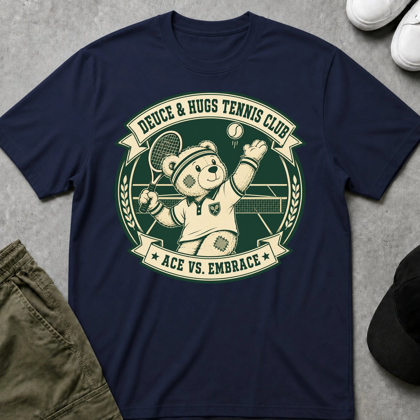 Cool Teds Teddy-Bear Tennis Club Teddy T-Shirt Navy / S