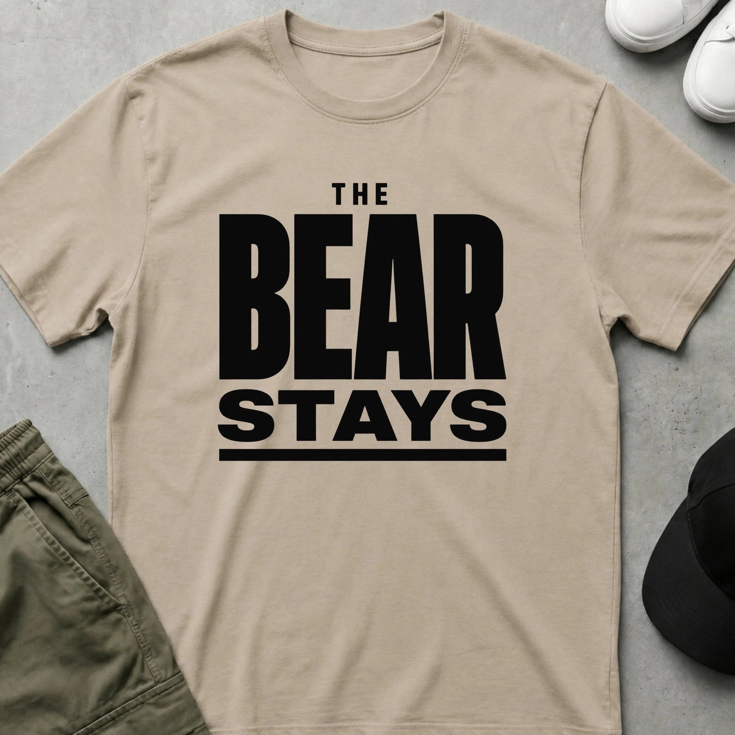 The Bear Stays T-Shirt Sand